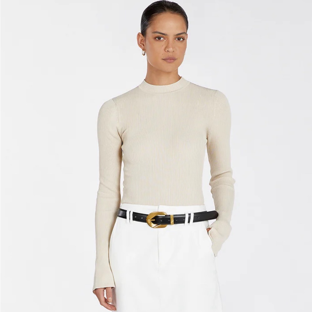 NWT DISSH DONNA STONE SLEEVED KNIT TOP